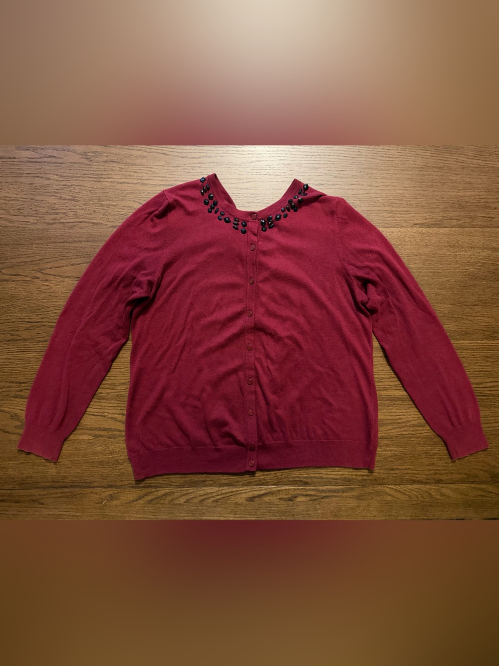 Merona Burgundy Jewel-Neck Cardigan